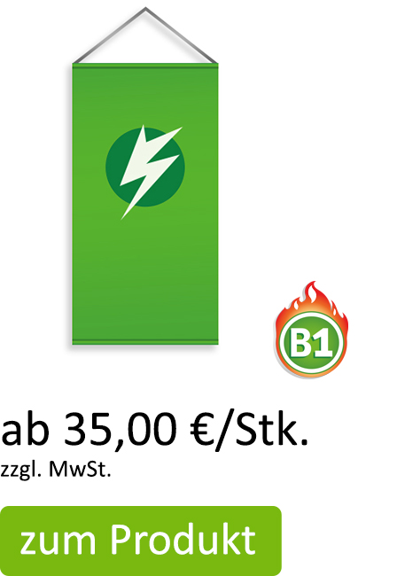 Deckenhänger Fahnenstoff mit und ohne B1 ab 30,50 €/Stk.